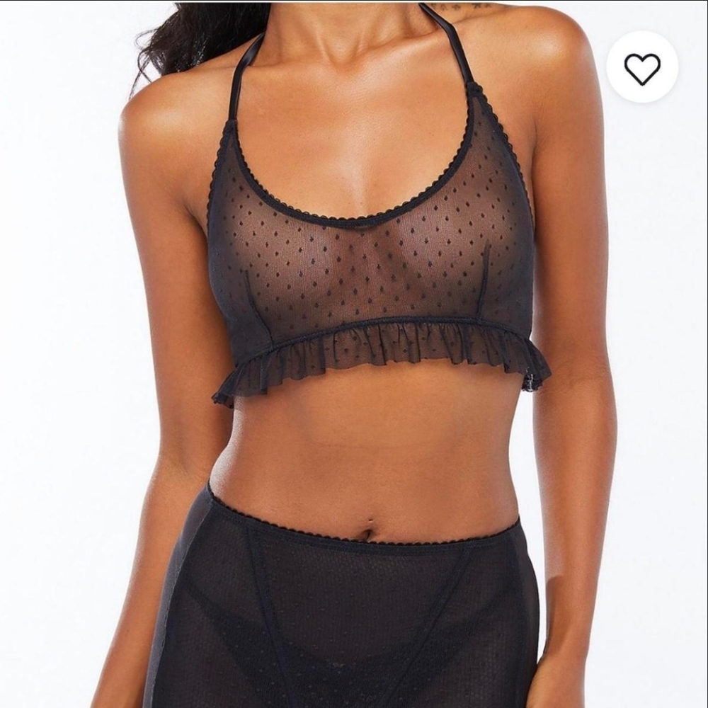 Savage X Fenty Candy Hearts Dotted Mesh Halter Crop Cami